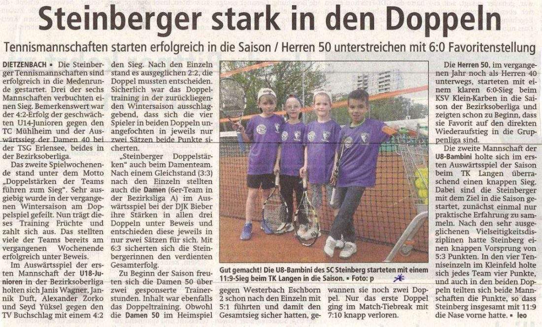 Presseartikel zum Medenrundenbeginn 2015