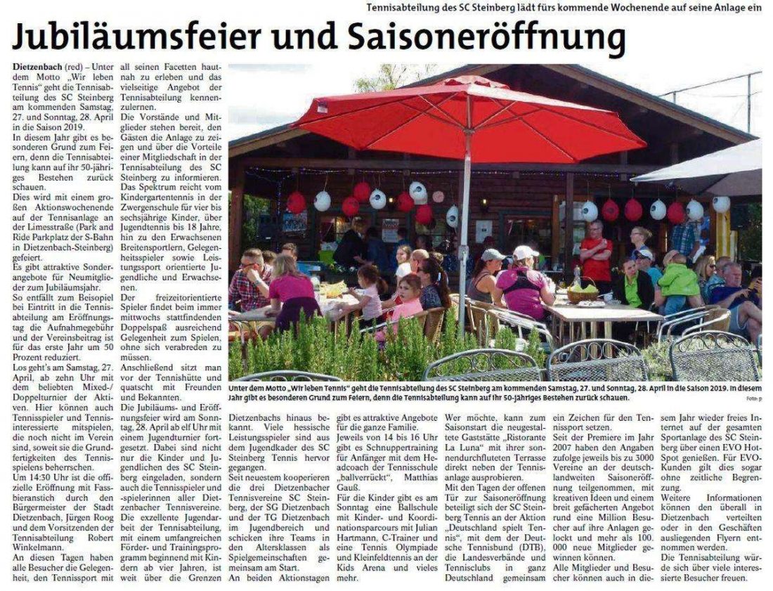 Presseartikel zur Saisoneröffnung 2019